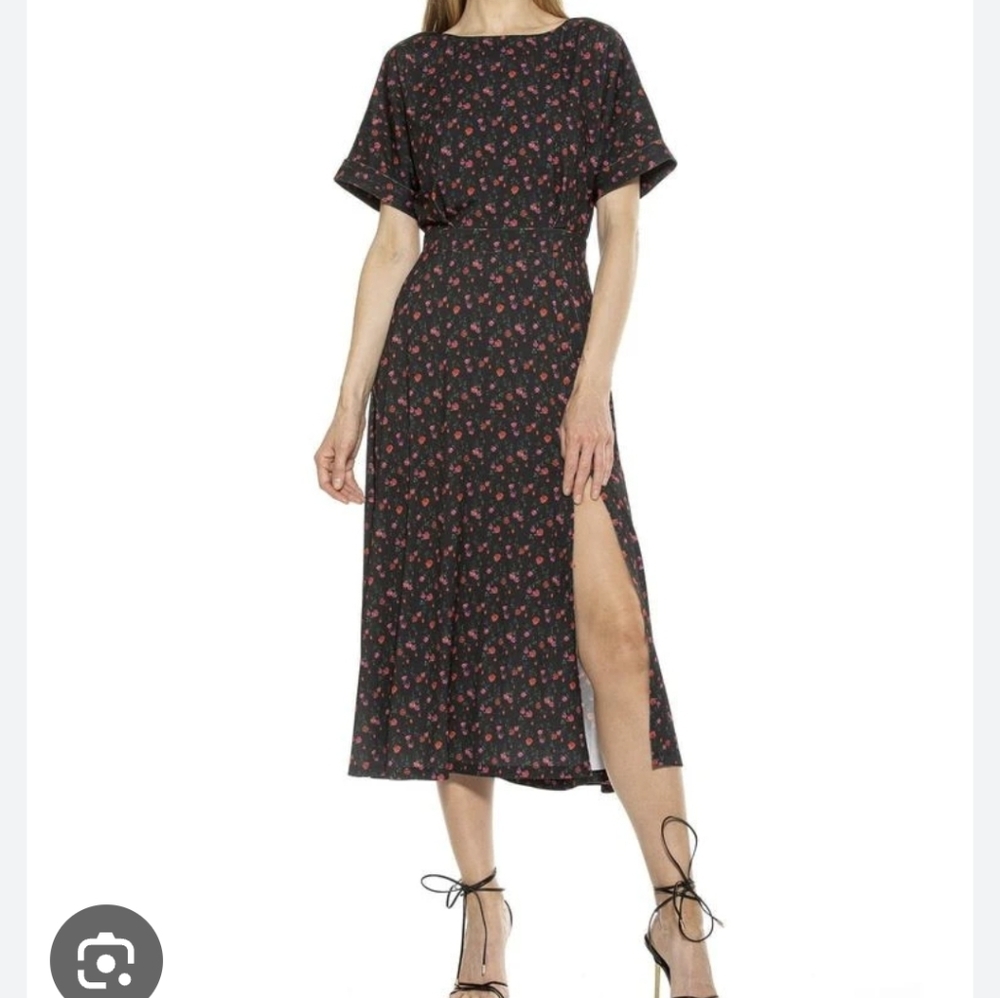 Alexia Admor Lana Midi Floral Black Dress Sz.S NWT